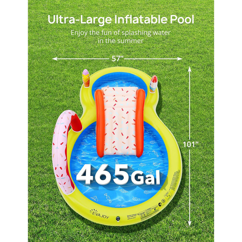 Piscine gonflable pour enfants, centre de jeu avec glissade amovible pour enfants, arroseur, fosse à balles pour une utilisation intérieure, installation facile pour le jardin, la cour arrière