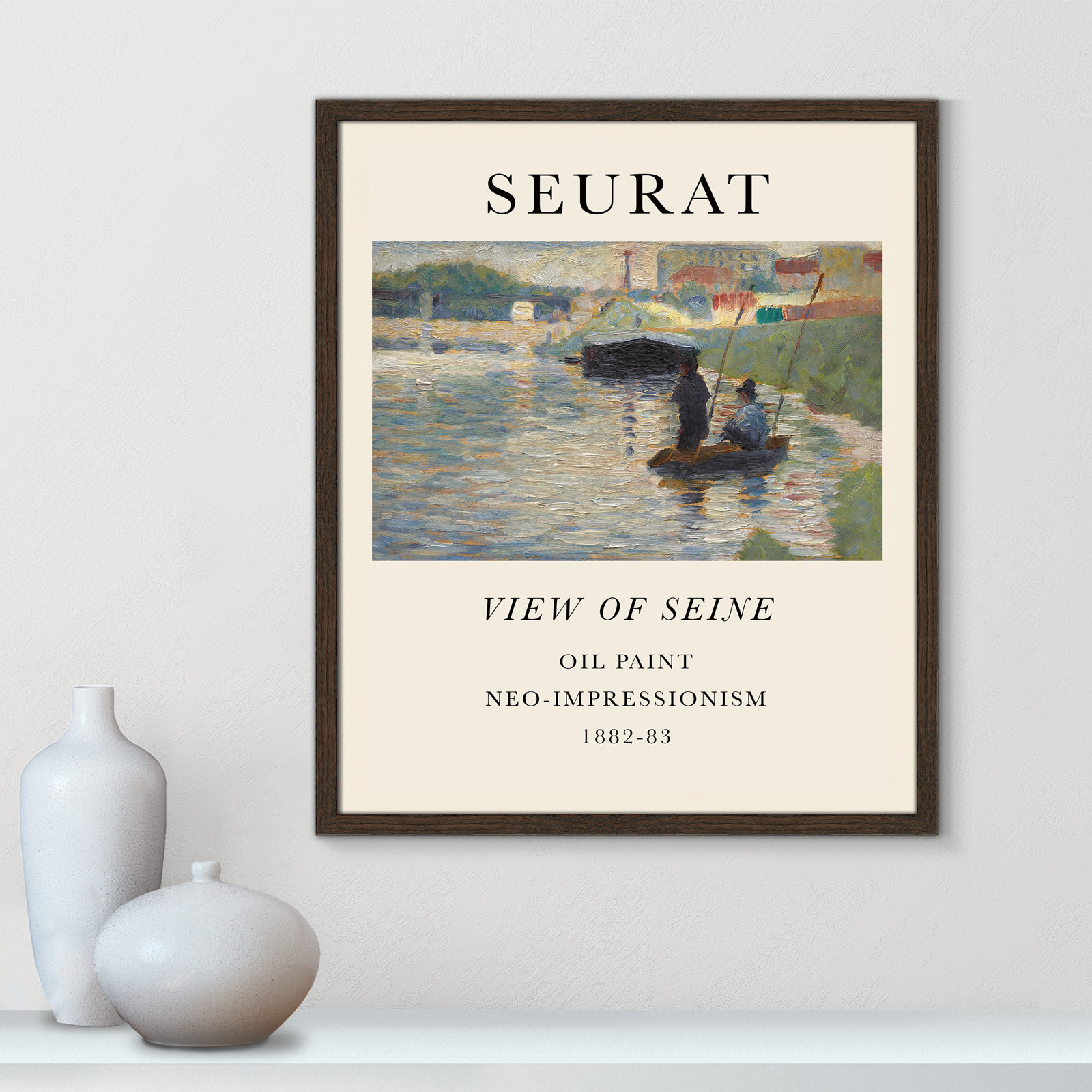 View Of Seine by Georges Seurat, No, Walnut Single Picture Frame, 25.5" H x 21.5" W x 0.75" D