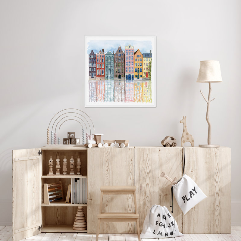 Neighborhood I by Grace Popp - Painting, 95cm H x 95cm W, White Framed Paper Print