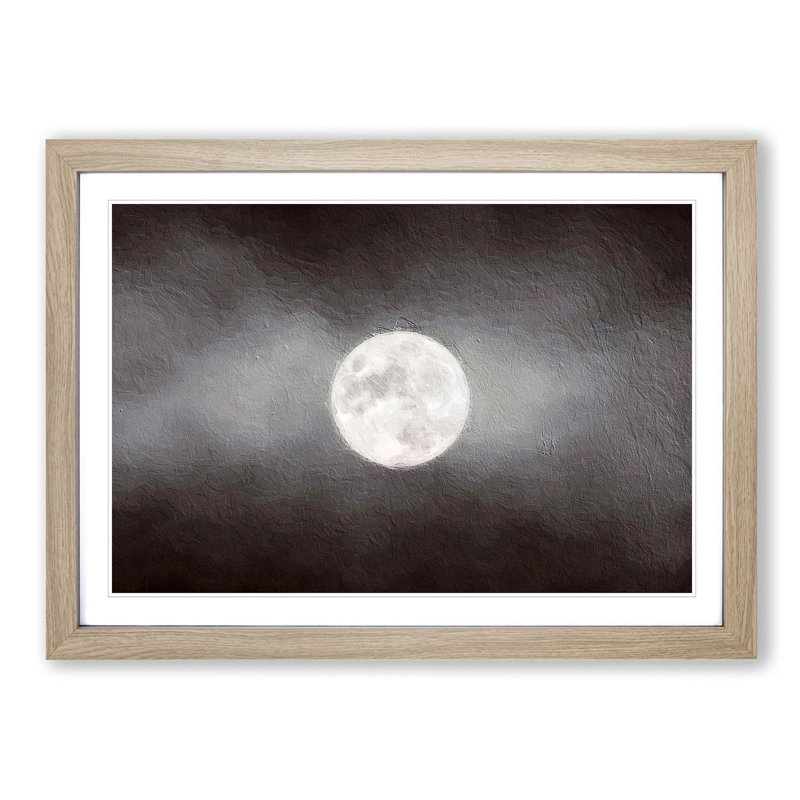 Full Moon at Dusk - Framed Print, Oak Framed, 36cm H x 48cm W x 2cm D