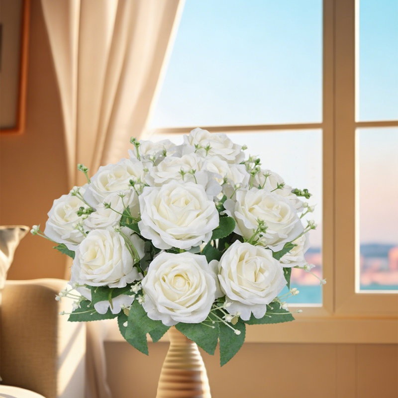  Fleurs artificielles artificielles pour la décoration intérieure, Blanc