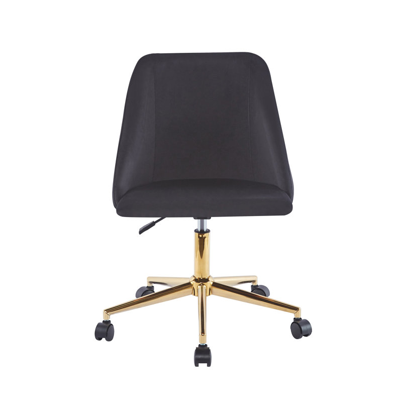 Chaise de bureau en velours Auman, Noir