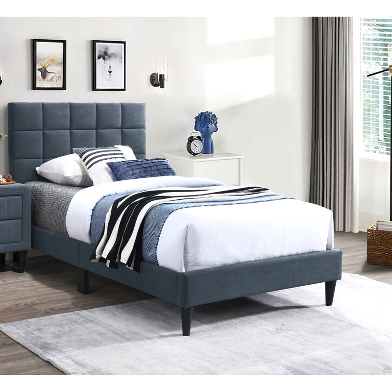 Tête de lit simple capitonnée en biscuit et tête de lit réglable Bed 1Pc, Gris anthracite, Lit simple