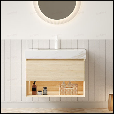 Tablette et meuble-lavabo flottant en contreplaqué 30 "