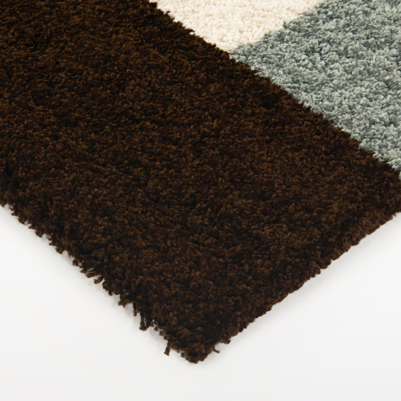 Leucon Blue/Rust Assymetrical Border Area Rug, Rectangle 7'10" x 10'