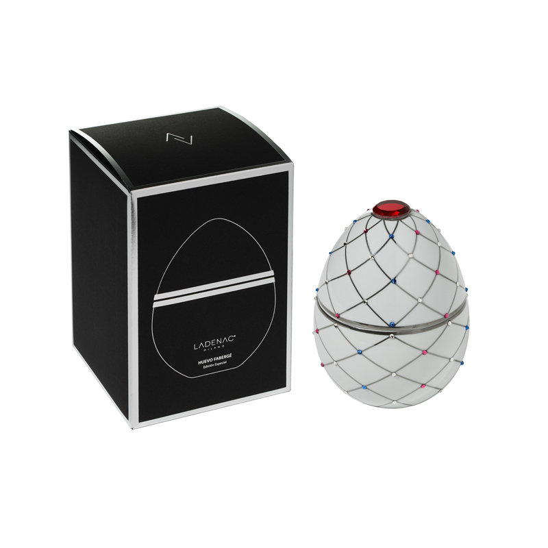 Bois De Roussie Candle 450Gr In Ceramic Black Silver Stripes, 6.5" H x 6.5" W x 7.48" D, White