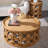 Retro Burlywood Solid Wood Round Coffee Table Sets