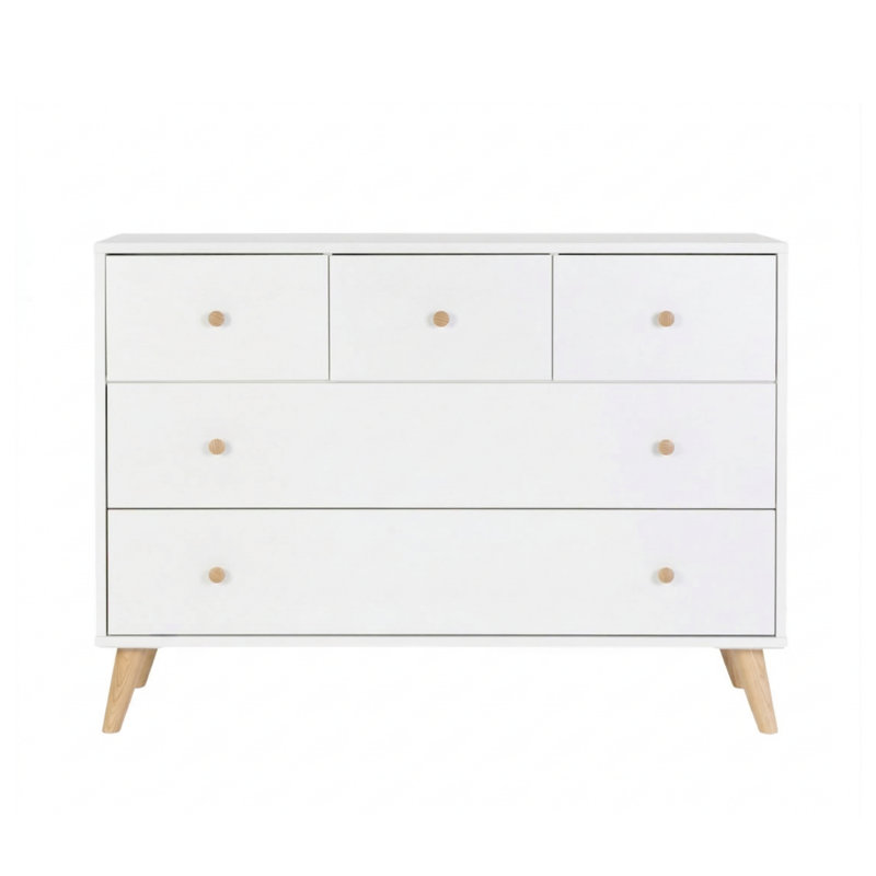 Austin 5-Drawer Dresser , White/Natural
