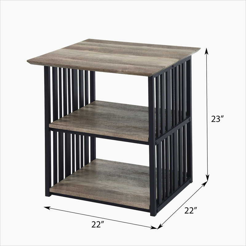 Jessa 2-Shelf Nightstand in Antique Oak and Black