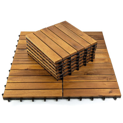 12 po X 12 po Carreau de terrasse en bois d'acacia 6 lattes