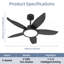 Pales de ventilateur de 42 po à protection de l'œil avec source de lumière noire Pales de ventilateur à circulation d'air élevée Pales de ventilateur en plastique ABS