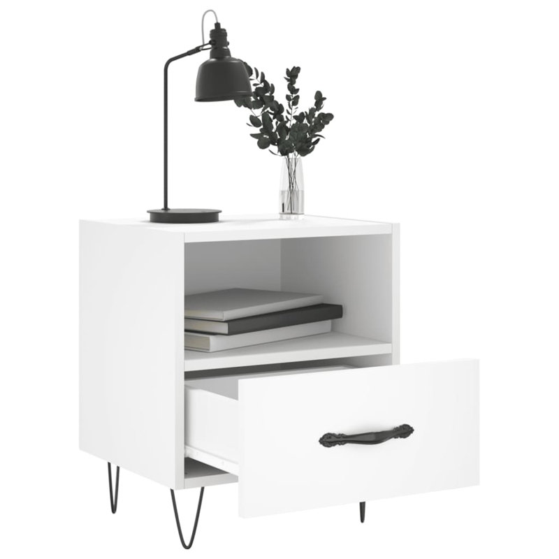 Erno 40cm W Iron Bedside Table, White