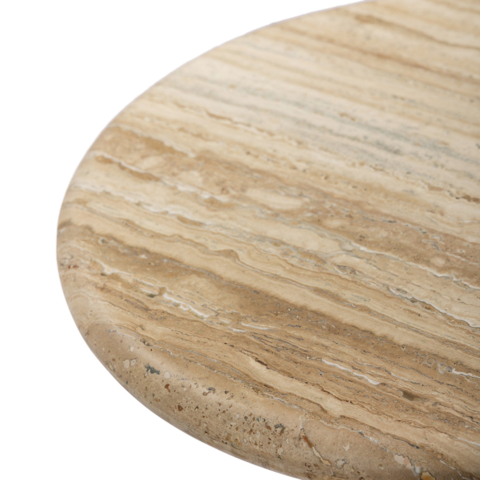 Figueroa 21" Genuine Marble End Table, Light Beige Travertine