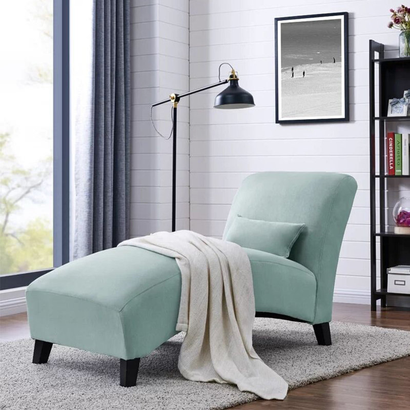 Elegant simple home leisure curved chaise lounge, Wathet