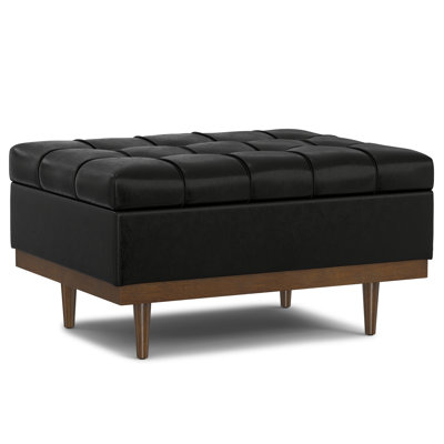 Mariah 34"W Upholstered Coffee Table Storage Ottoman with Lift Top and Solid Wood Legs