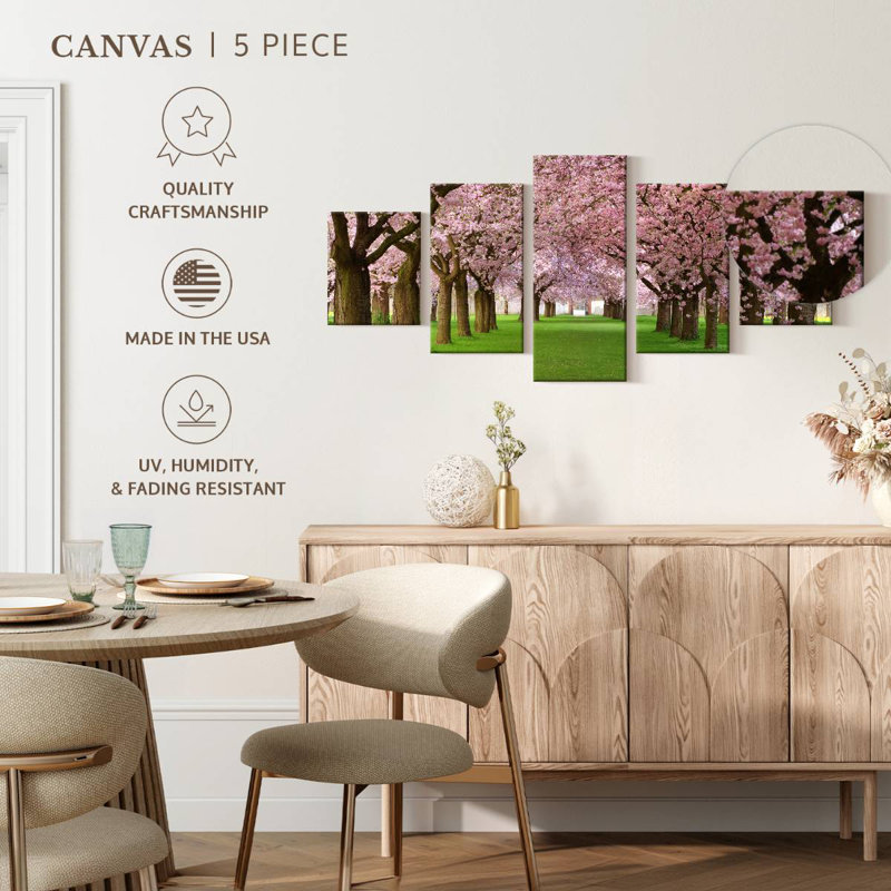 Cerisiers en fleurs, H 30 po x l 68 po