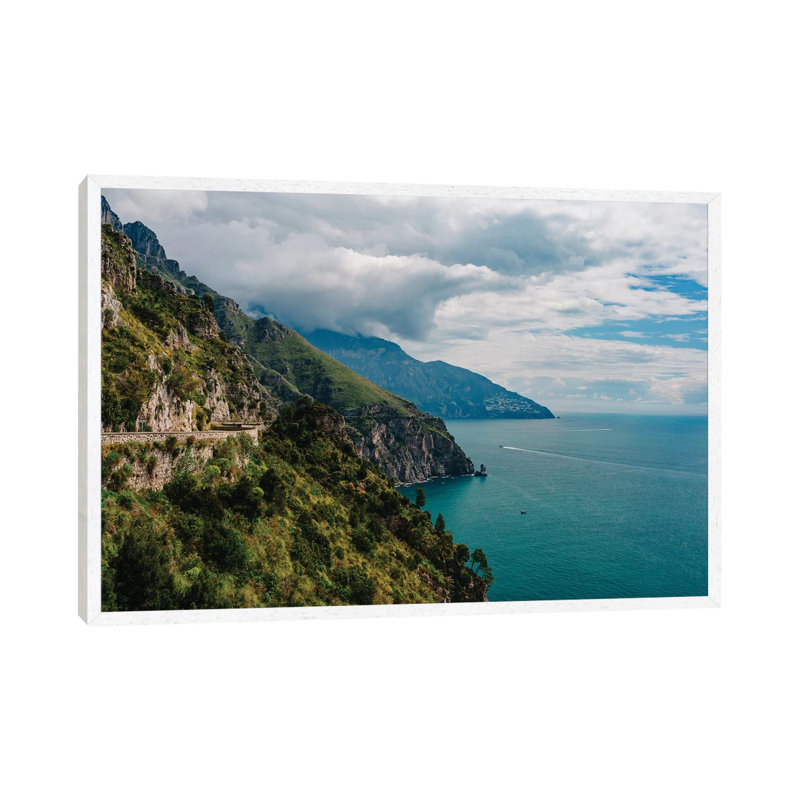 Amalfi Coast Drive XIX by Bethany Young - Print on Canvas, White Framed, 101.6cm H x 152.4cm W x 3.81cm D