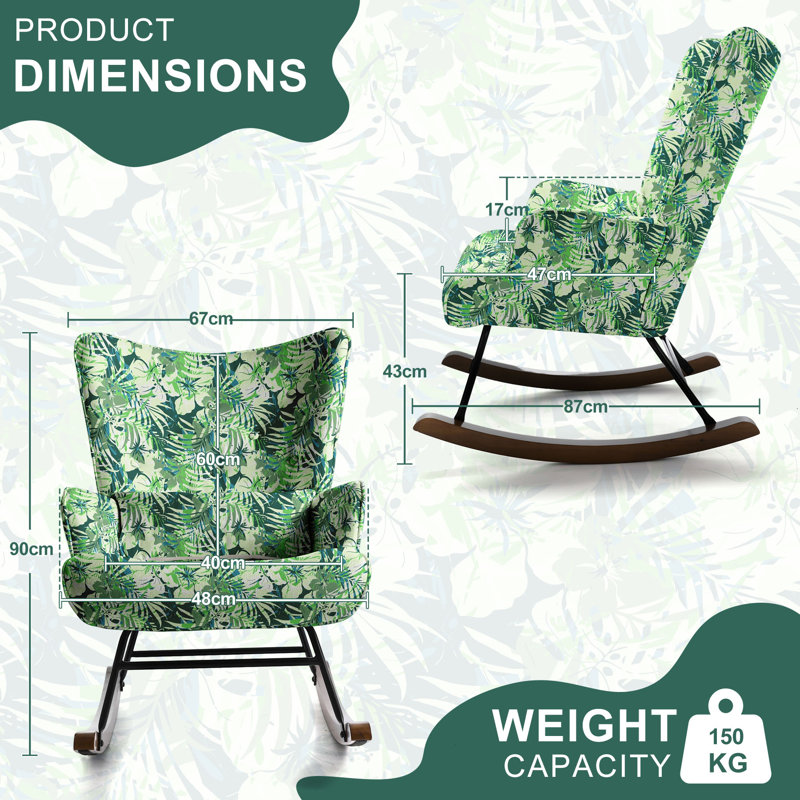Cyra Rocking Chair, Green Tropical