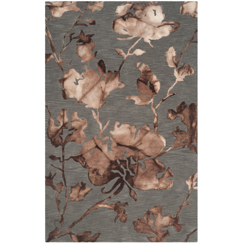 Tapis floral en laine touffeté à la main Coleman, Rectangle 2 pi x 3 pi