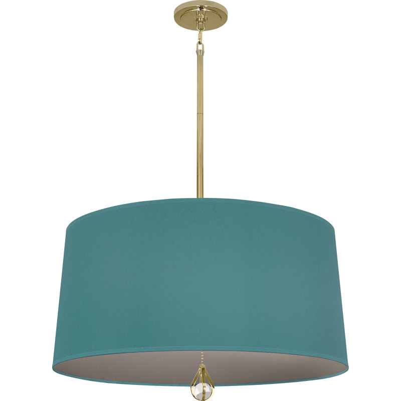 Custis 3 - Light Drum Chandelier, Mayo Teal/Carter Gray Lining, Modern Brass