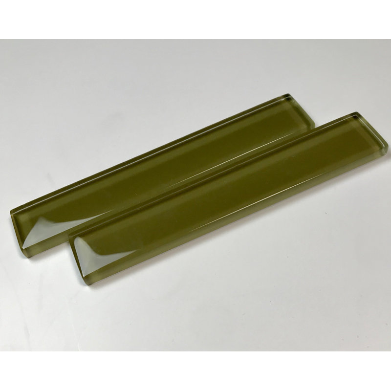Autunno 1" x 6" Polished Glass Tile Trim in Neon, Brown