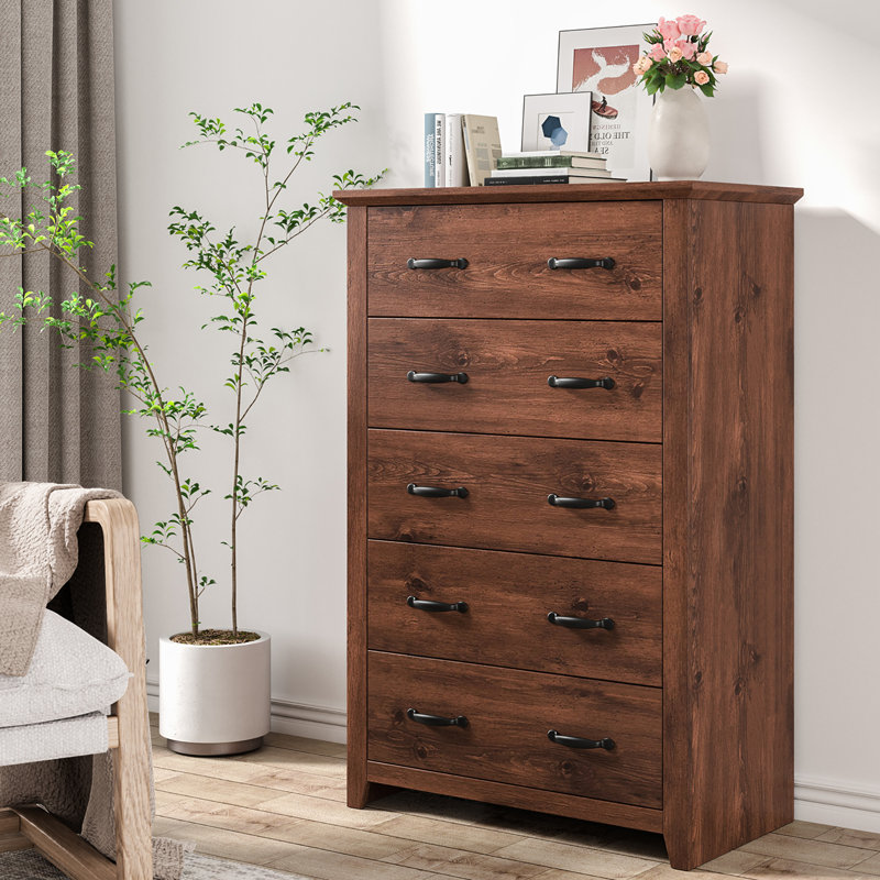 Airlee 31'' W 5 - Drawer Dresser, Dark Brown