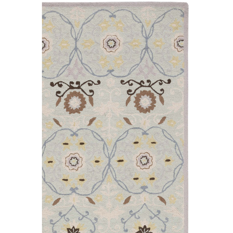Stockertown Hand Hooked Wool Pile Geometric Rug, Rectangle 6' x 9'