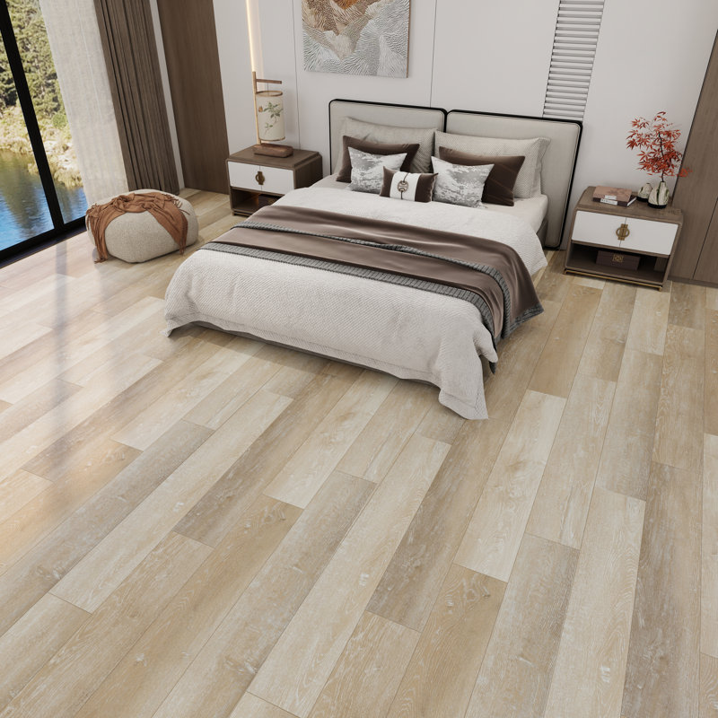 7 In. X 48 In. 20Mil 6Mm Waterproof SPC Rigid Core Luxury Vinyl Plank Flooring, Light Painewood