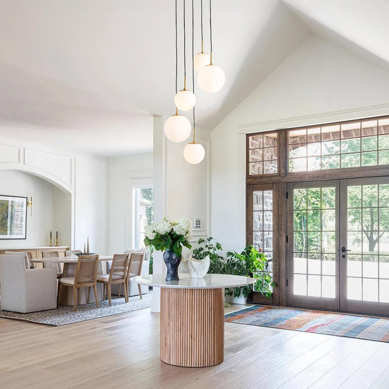 Lustre cascade 5 lumières en verre givré