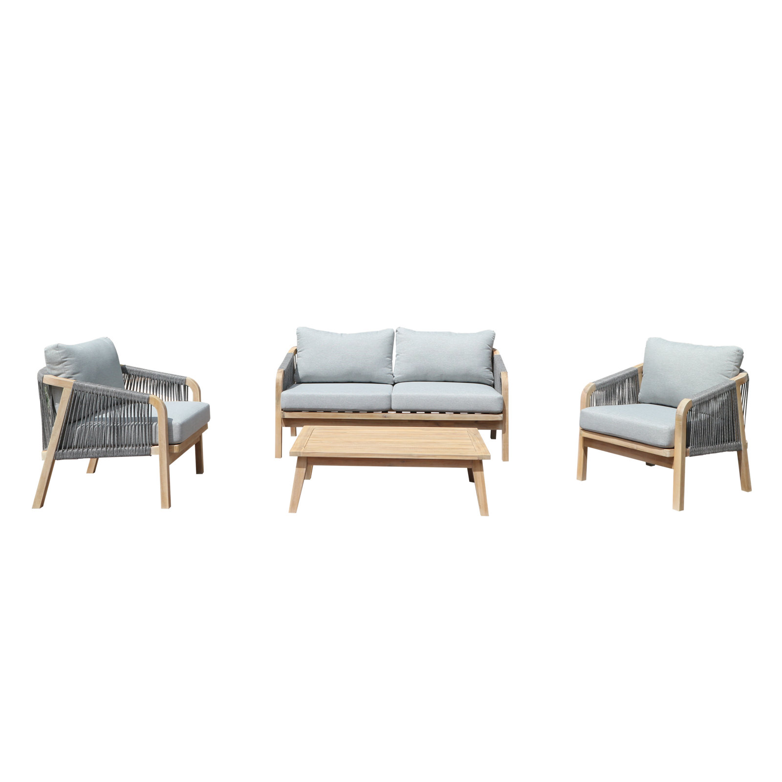 Naila 4-Person Acacia Patio Seating Group, Gray