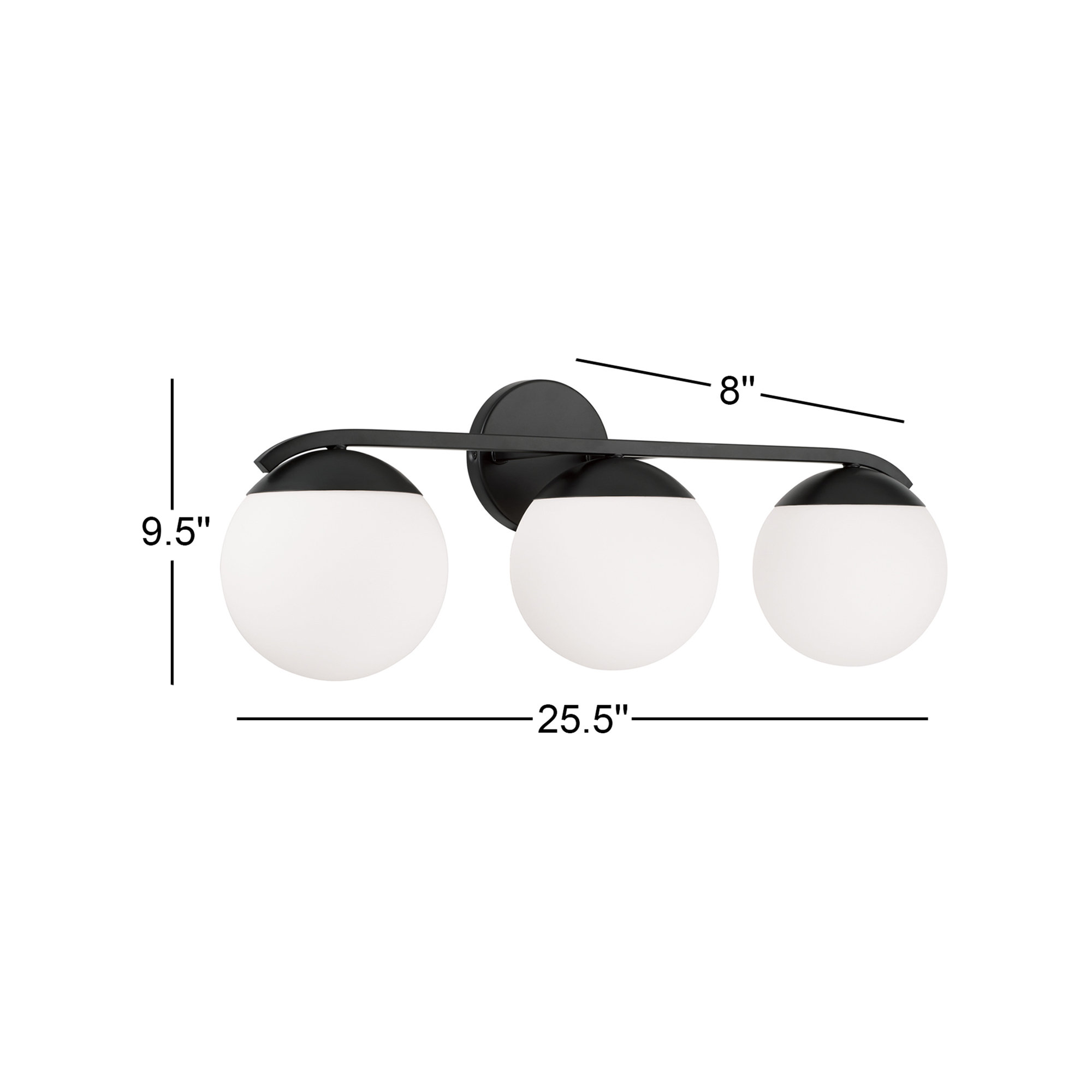 3 Light Frosted Dimmable Vanity Light, Matte Black
