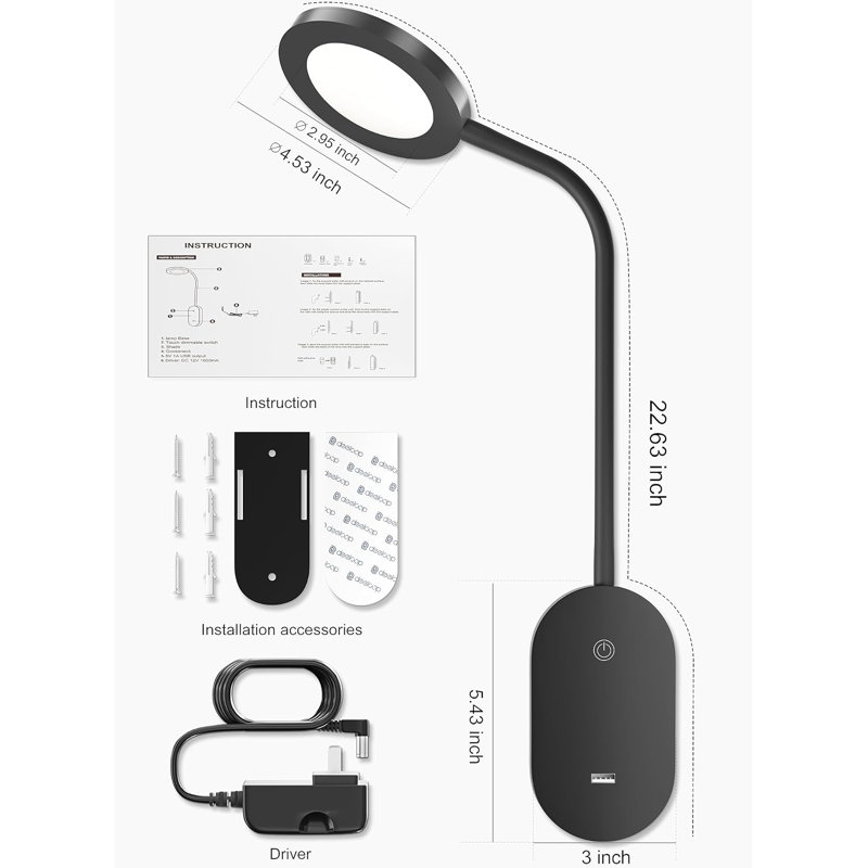 LED Wall Mounted Reading Light for Bed, Book Light for Wall Bedside Lamp