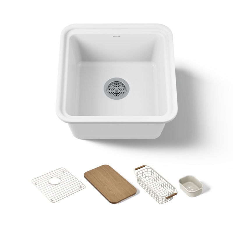 Audrine18-5/8" Undermount Workstation Bar Sink, White