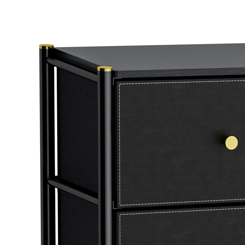 Commode double 5 tiroirs l 39,4 po, Noir
