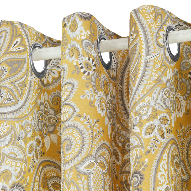 Maduri Room Darkening Curtain Pair, Ochre