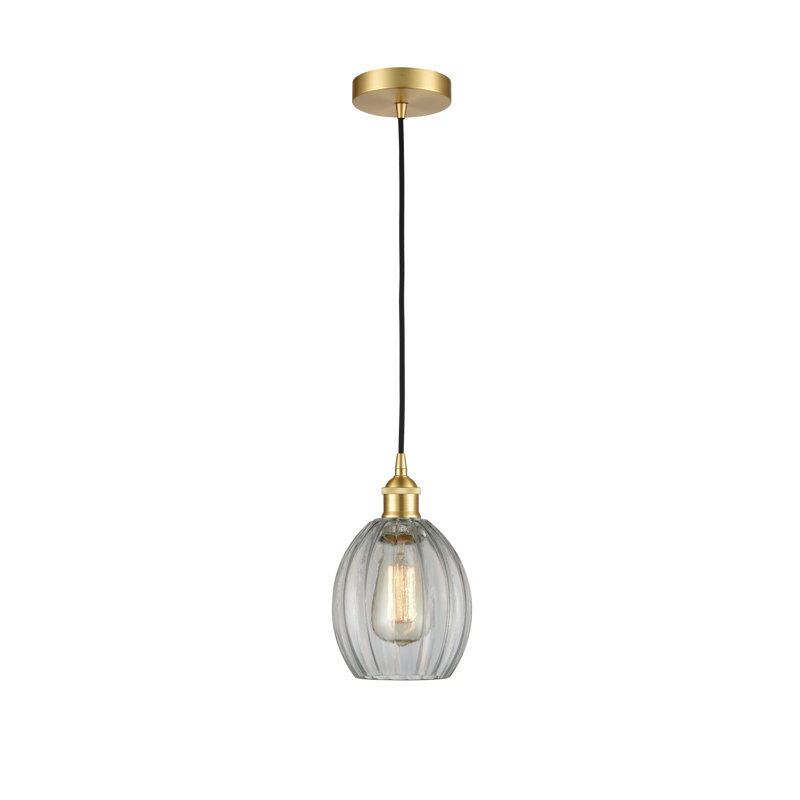 Luminaire suspendu simple à 1 lumière Bolduc, Transparent, Or satiné