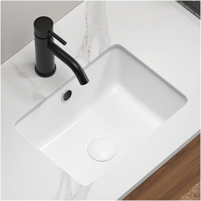 Lavabo de salle de bain encastré en porcelaine rectangulaire en céramique avec lavabo à débordement encastré sous le comptoir