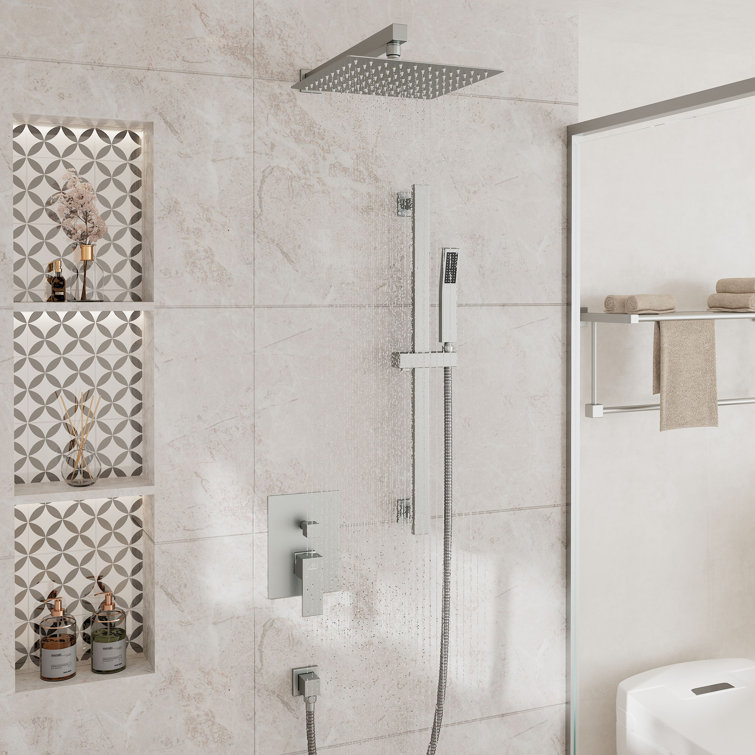 SlideLux Complete Rainfall Shower System with Rough in-Valve and Slide Bar