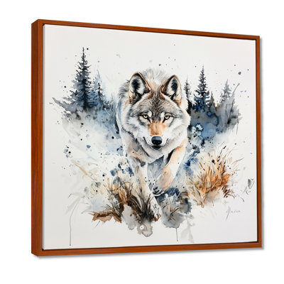 Loup qui court dans la forêt I - loup, reproduction sur toile