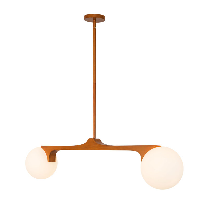 Briar 47-in Gold Linear Pendant, Walnut