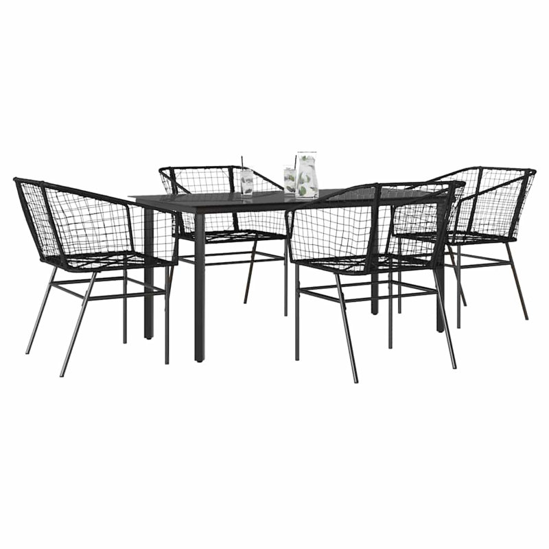 Rectangular 5 - Piece 4 - Person 160Cm L Outdoor Table Set, Black