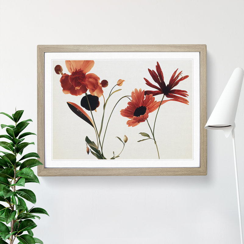 Entrancing Flowers - Framed Print, 25cm H x 34cm W, Oak