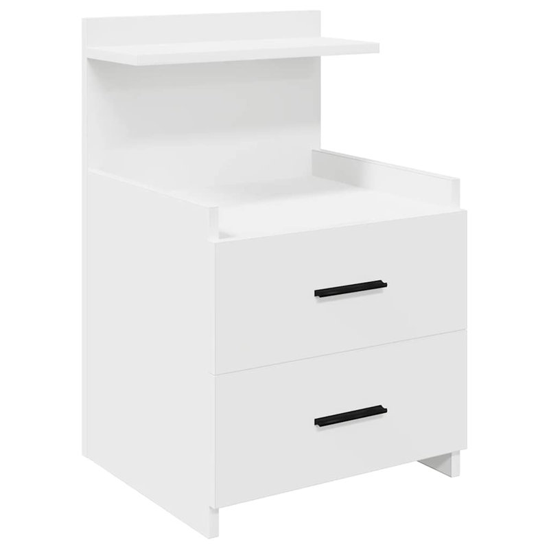 Bedside Cabinet With 2 Drawers 40X36.5X62 Cm, 2, White