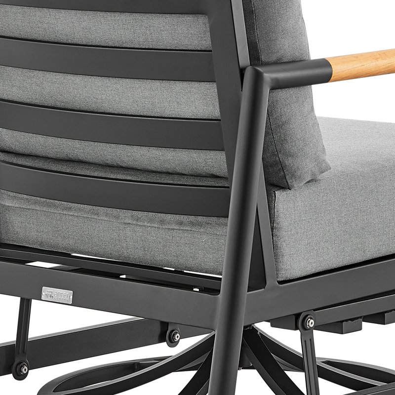 Antone Black Aluminum Outdoor Glider Chair with Gray Cushions