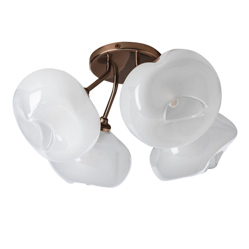 Ume Frosted Glass 4-Light Semi Flush Mount, Bronze