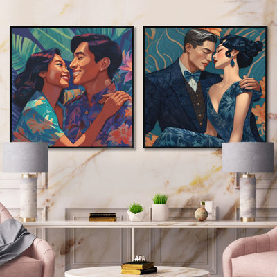 Beautiful Asian Couple In Love - Romantic Square Collage, lot de 2