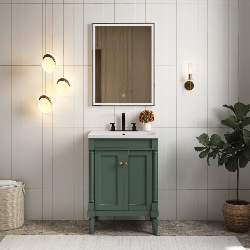 Meuble-lavabo autoportant 24 po avec lavabo supérieur 24 po, Vert