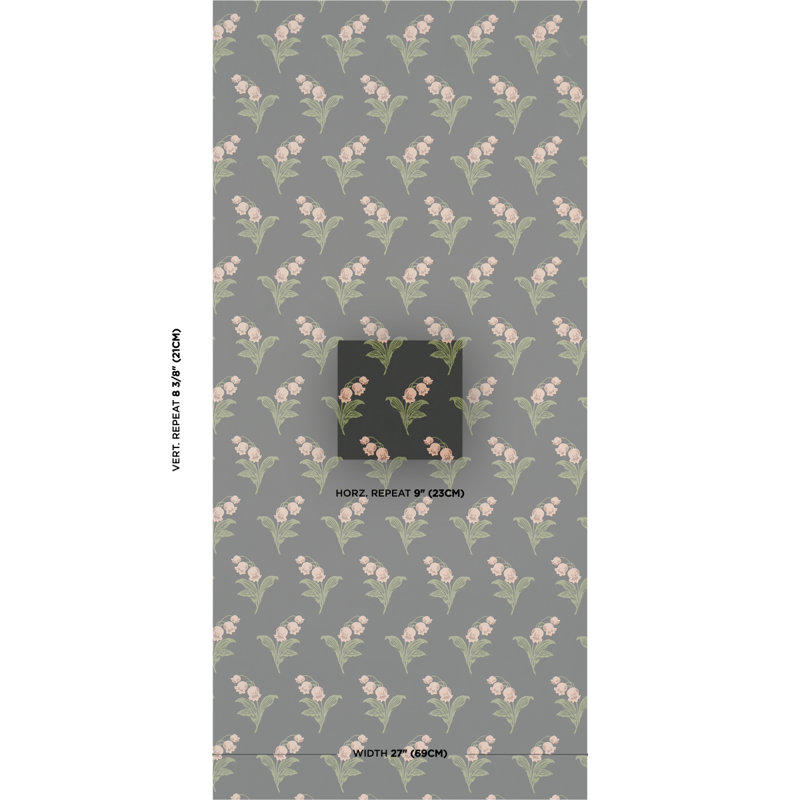 Lily Of The Valley Wallpaper, Navy Blue
