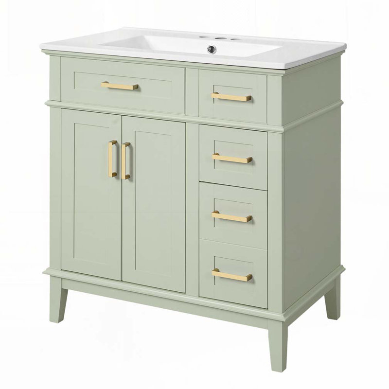 Meuble-lavabo 30 po avec lavabo en céramique, Vert