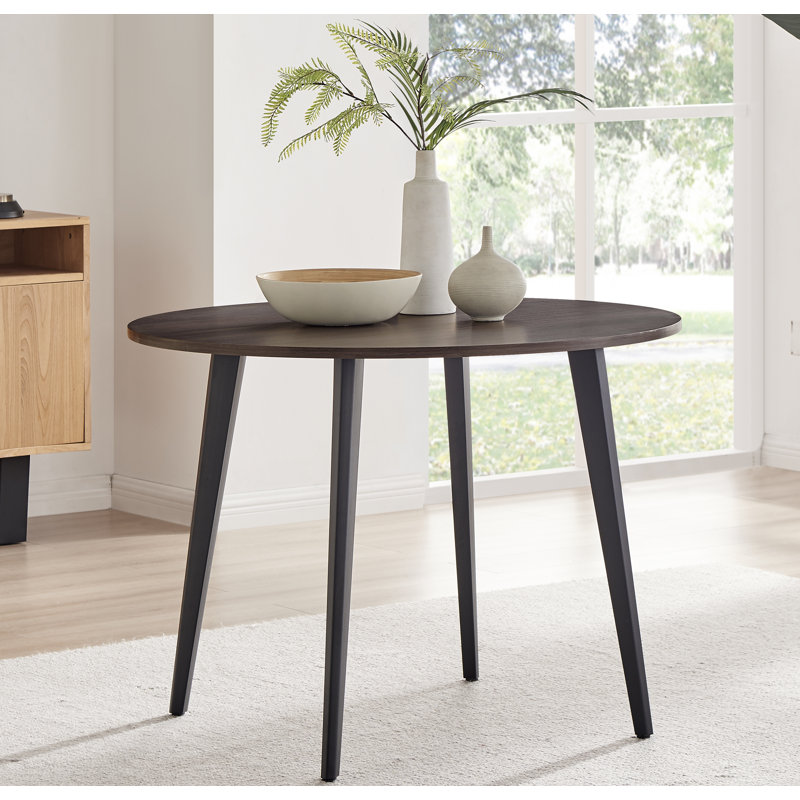 Bulkley Round Dining Table Scratch Resistant Melamine Surface - Modern Scandi Style, Walnut